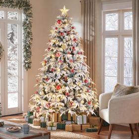 7ft Green Plush, 450 Lights, Warm Color 8 Mode, 1687 Branches, Automatic Tree Structure, Single-sided PE, PVC Material Christmas Tree (Option: 210cm)