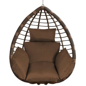 1Pc Egg Chair Cushion Hanging Basket Seat Cushion Thicken Soft Egg Swing Chair Pad Hanging Egg Chair Cushion With Headrest (Color: Coffee)